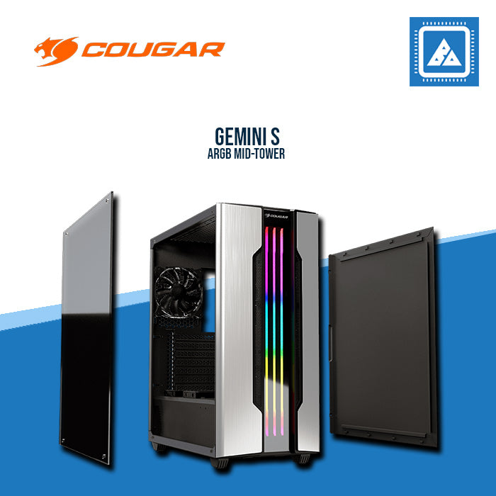 COUGAR CASE GEMINI S / MID-TOWER / ON BOARD RGB / TG / GULL WING DESIGN / (IRON GRAY | SILVER) COUGAR CASE GEMINI S / MID-TOWER / ON BOARD RGB / TG / GULL WING DESIGN / (IRON GRAY | SILVER)